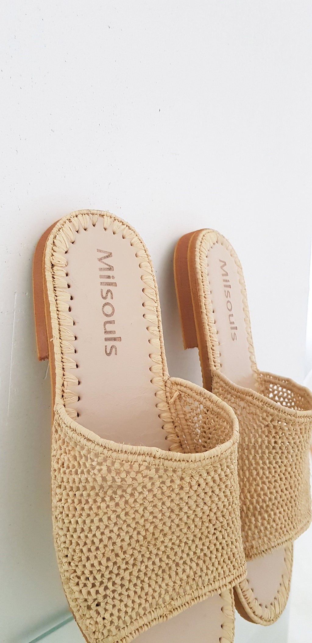 Raffia shoes handmade sandals summer mules shoes raphia flats babouch