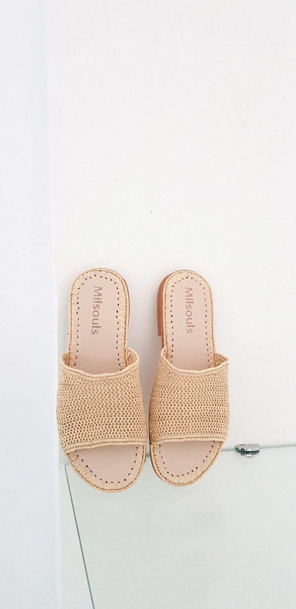 Raffia shoes handmade sandals summer mules shoes raphia flats babouch