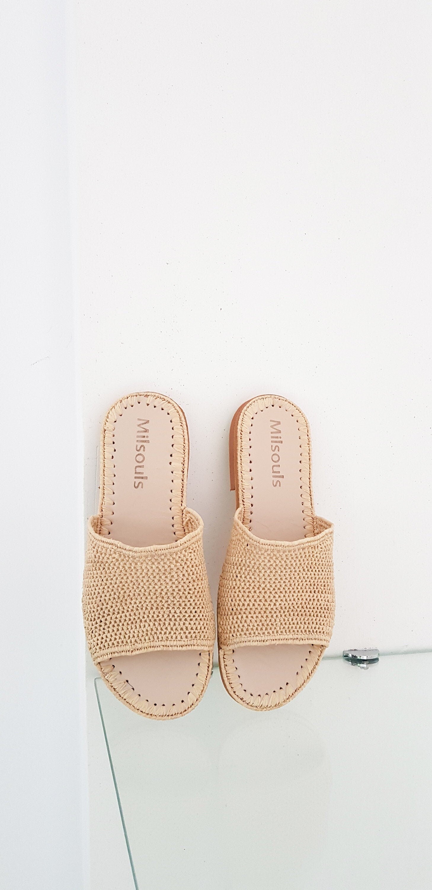 Raffia shoes handmade sandals summer mules shoes raphia flats babouch