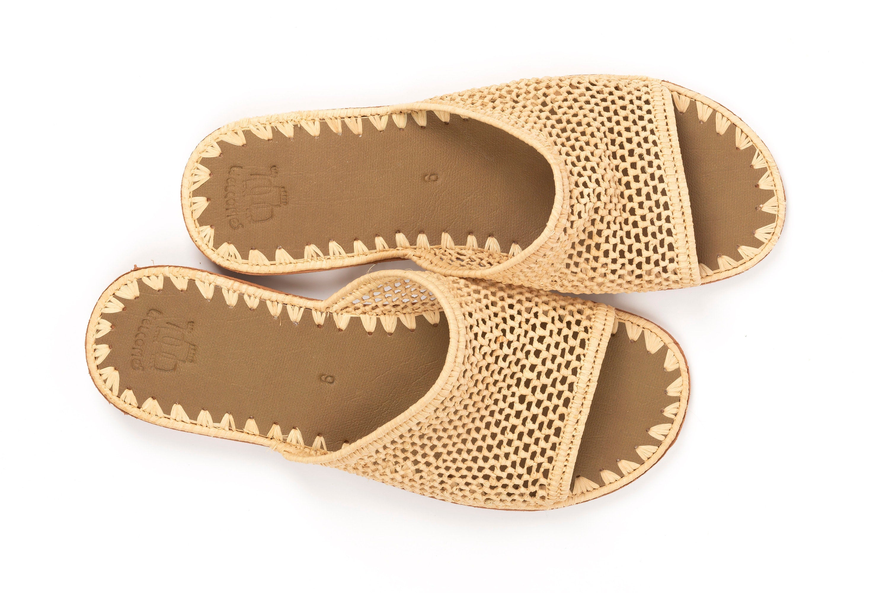 Handmade Raffia Slippers, Summer Woven Raffia Sandals, Natural Slip-On Shoes