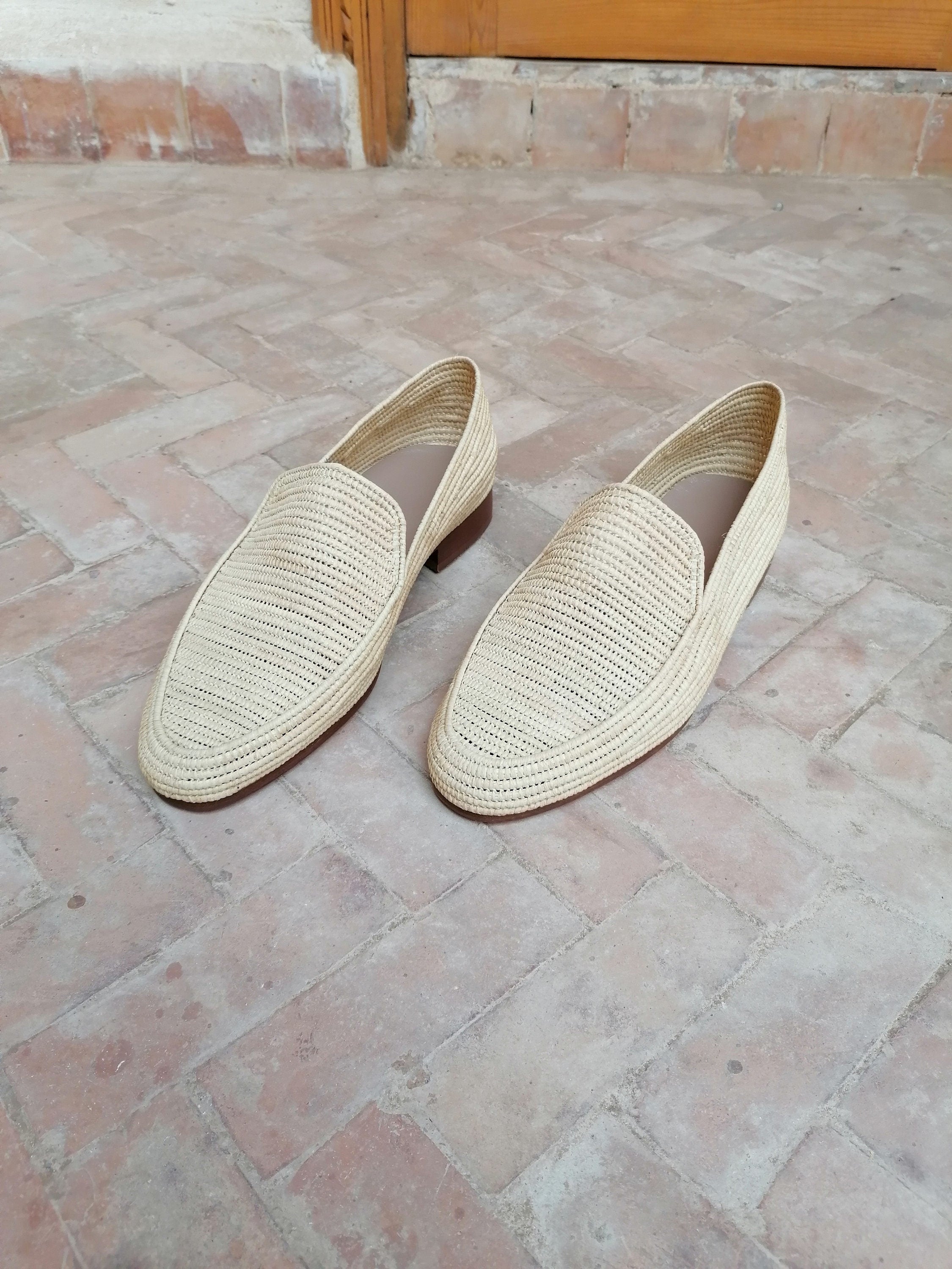 Men's raffia shoes, summer raffia moccasins, handmade raffia moccasins, gift for husband, raffia oxford shoes