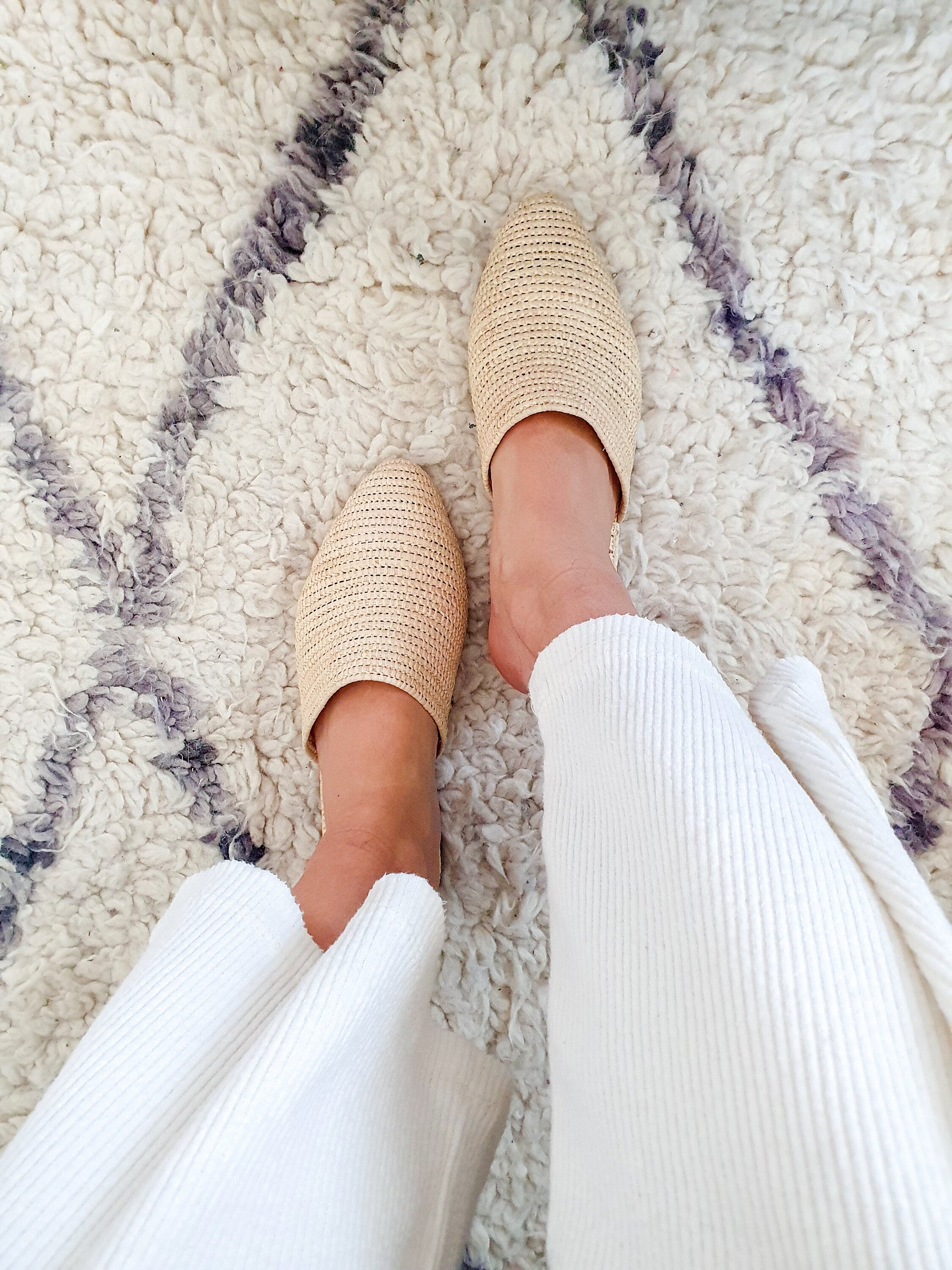 Handmade Raffia Mules: Summer Leather Slippers