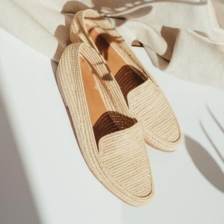Handmade Raffia Loafer Mules: Vegan Wedding Shoes