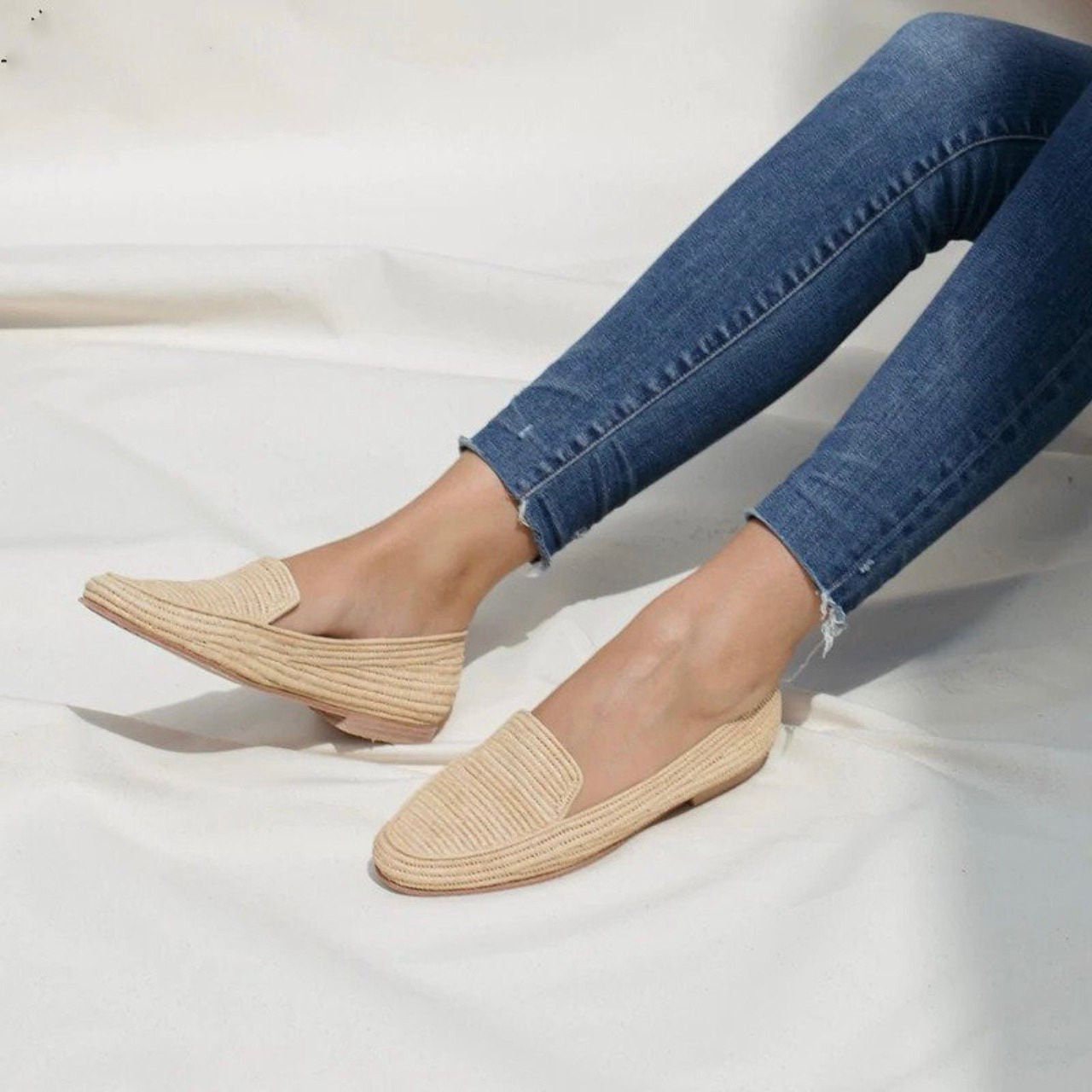 Handmade Raffia Loafer Mules: Vegan Wedding Shoes