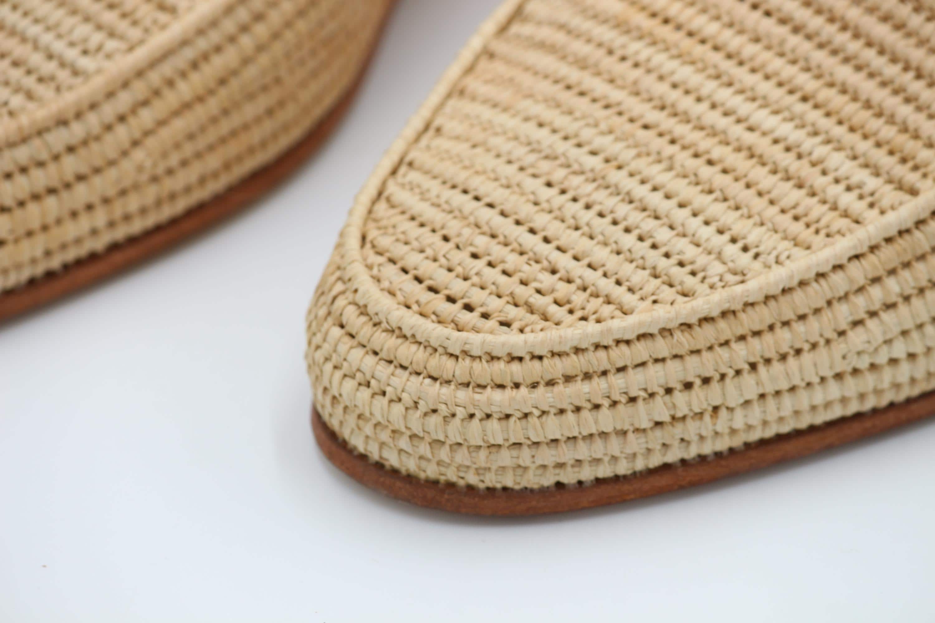 Men's Handmade Raffia Loafers, Woven Wedding Shoes, Lightweight Summer Slip-Ons