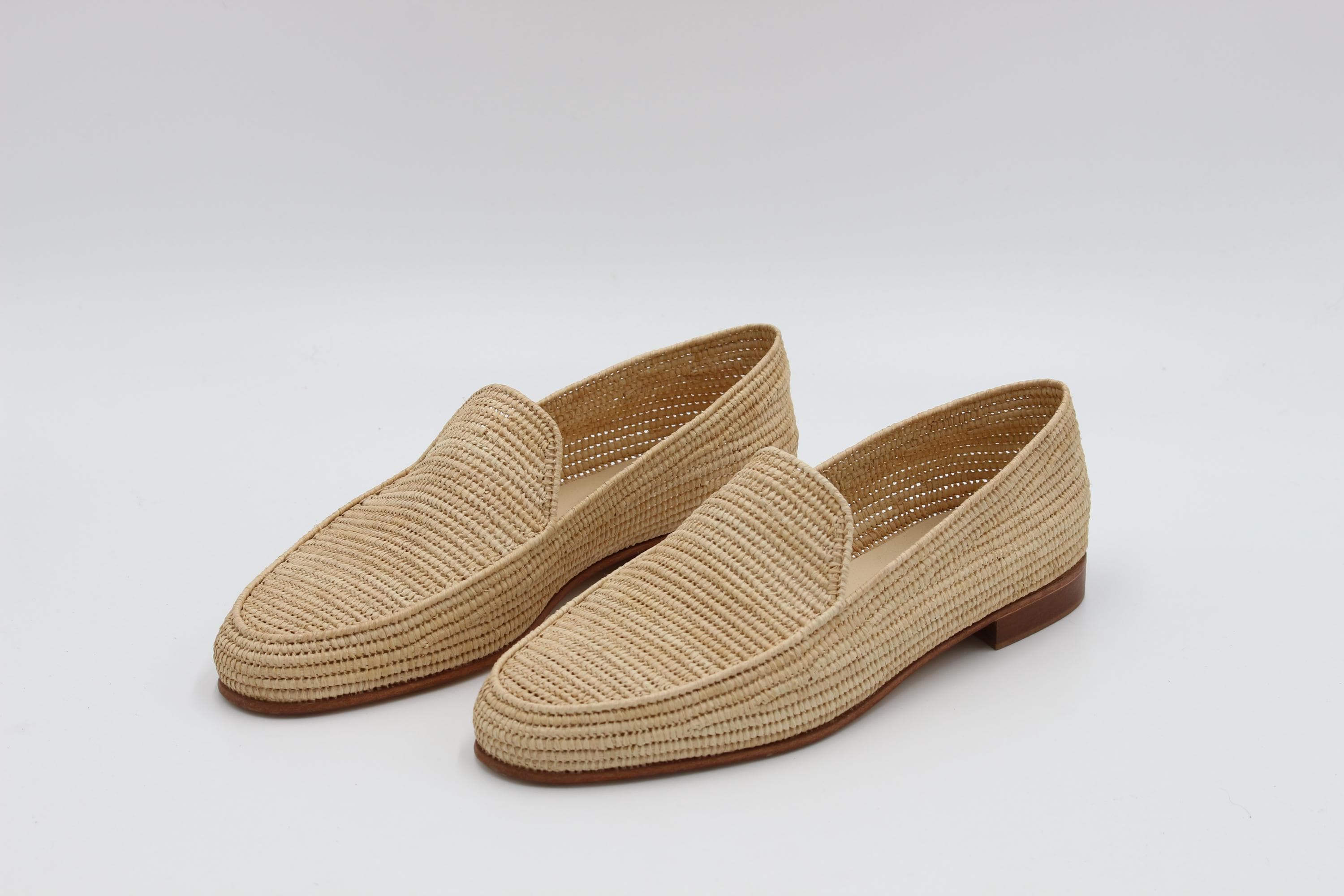 Men's Handmade Raffia Loafers, Woven Wedding Shoes, Lightweight Summer Slip-Ons