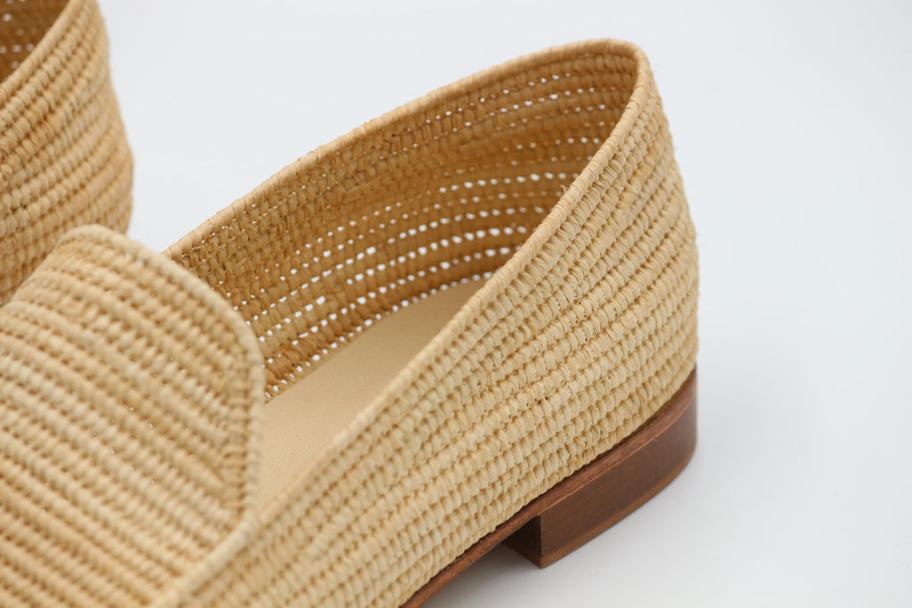 Men's Handmade Raffia Loafers, Woven Wedding Shoes, Lightweight Summer Slip-Ons