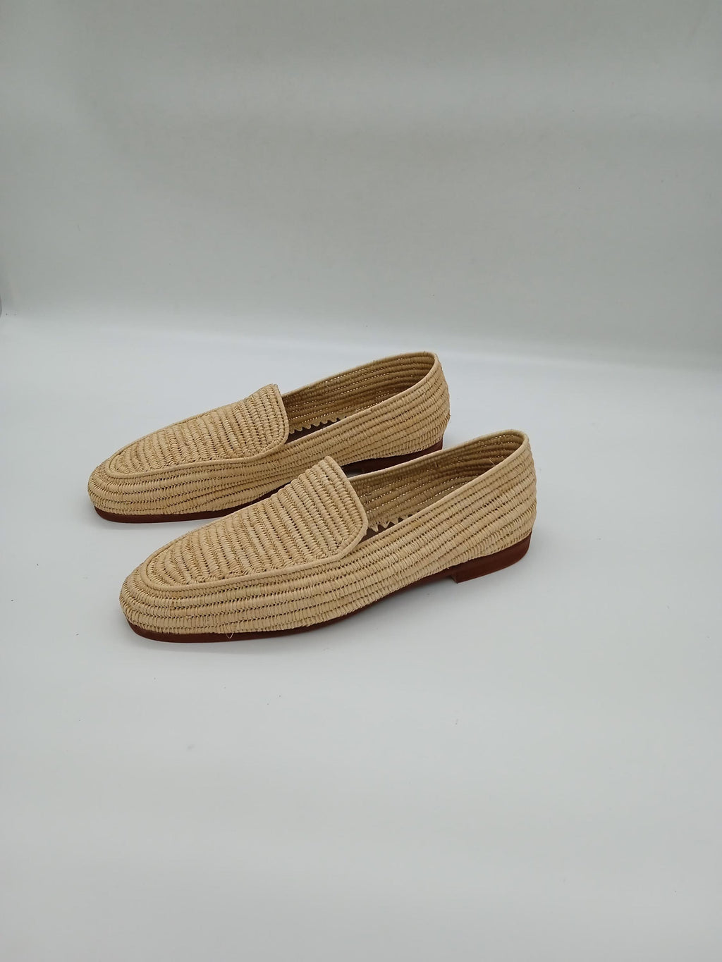 Men's Handmade Raffia Shoes, Natural Woven Slippers, Comfortable Slip-On Summer Loafers