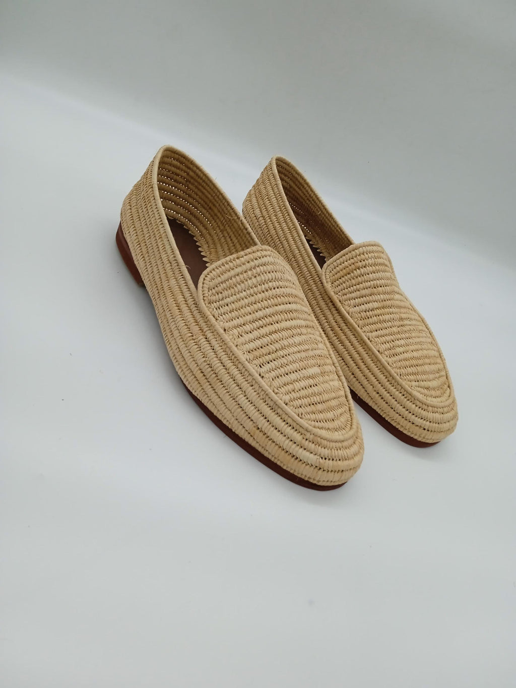 Men's Handmade Raffia Shoes, Natural Woven Slippers, Comfortable Slip-On Summer Loafers