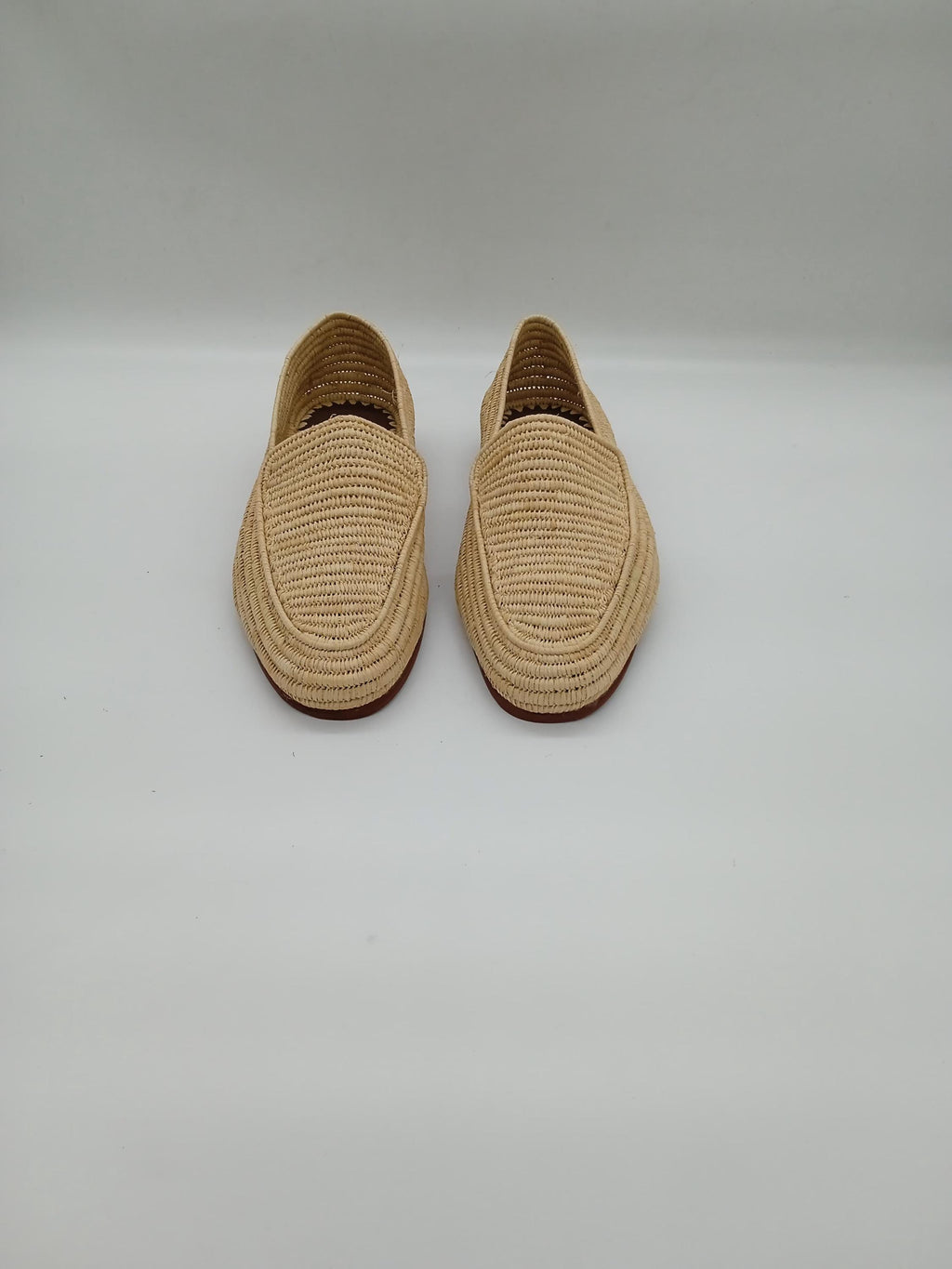 Men's Handmade Raffia Shoes, Natural Woven Slippers, Comfortable Slip-On Summer Loafers