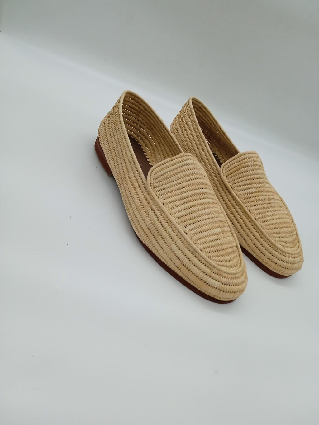 Men's Handmade Raffia Shoes, Natural Woven Slippers, Comfortable Slip-On Summer Loafers