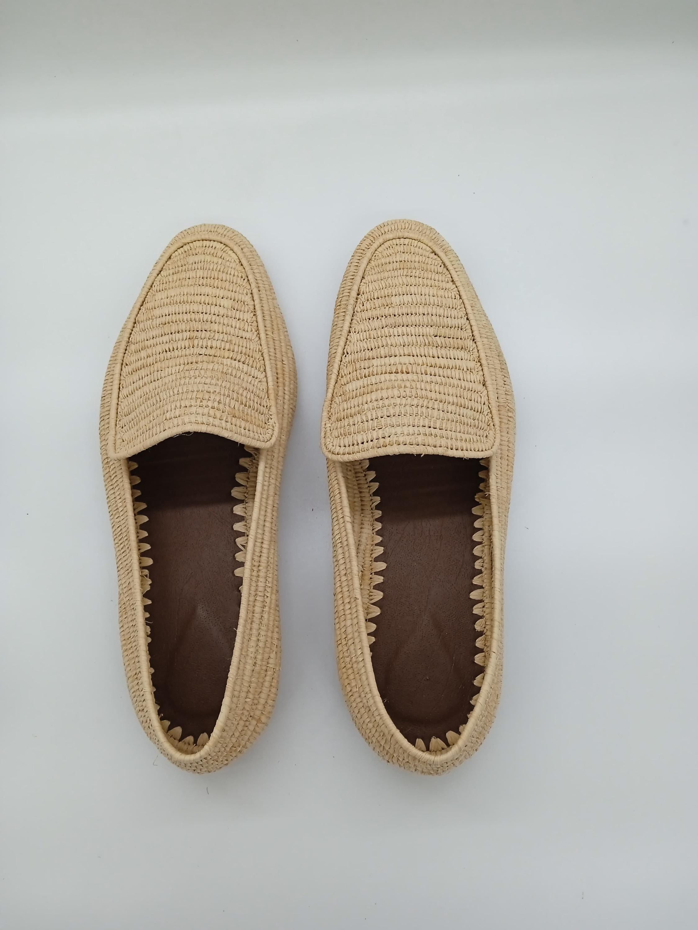 Men's Handmade Raffia Shoes, Natural Woven Slippers, Comfortable Slip-On Summer Loafers