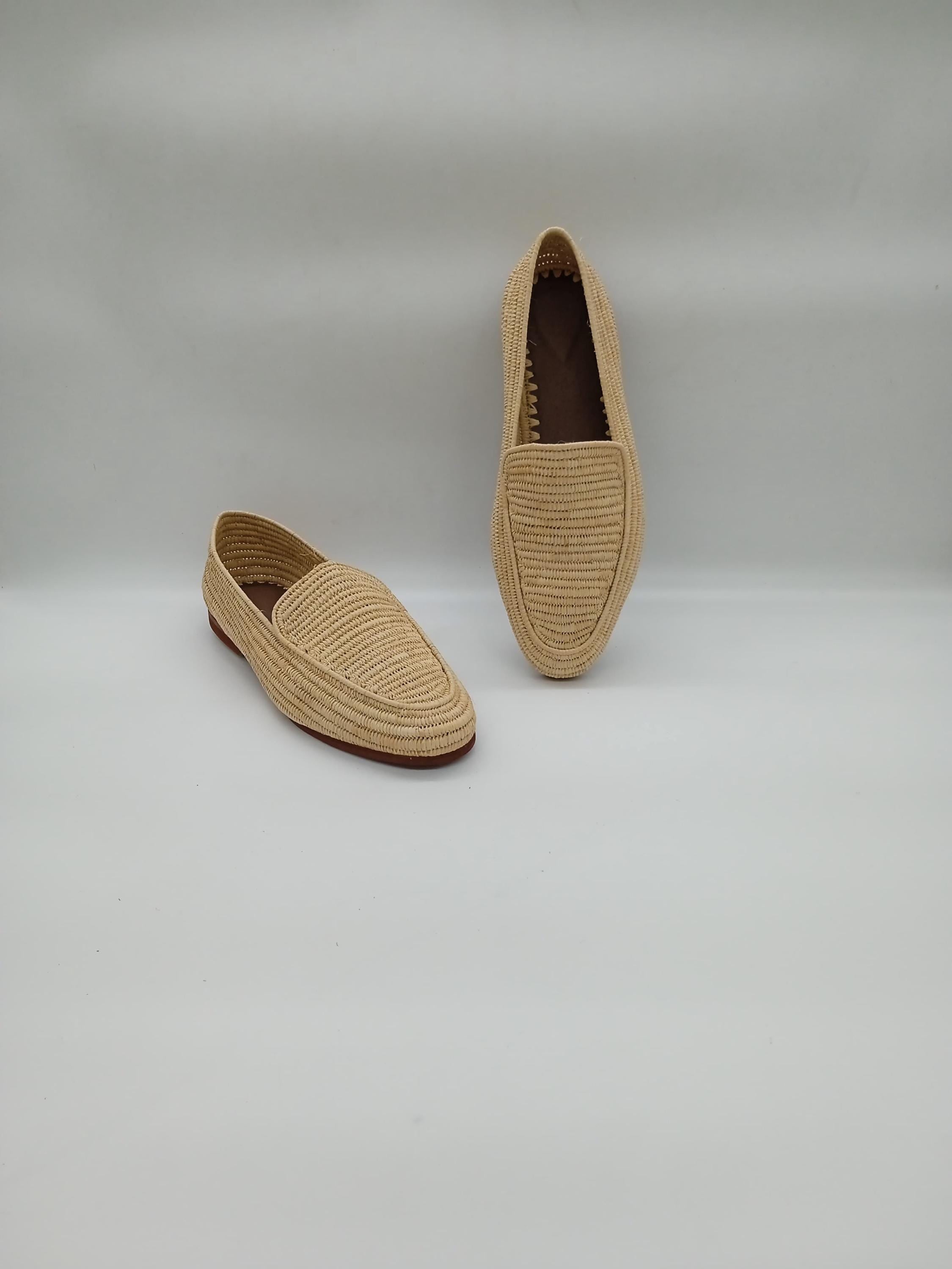 Men's Handmade Raffia Shoes, Natural Woven Slippers, Comfortable Slip-On Summer Loafers