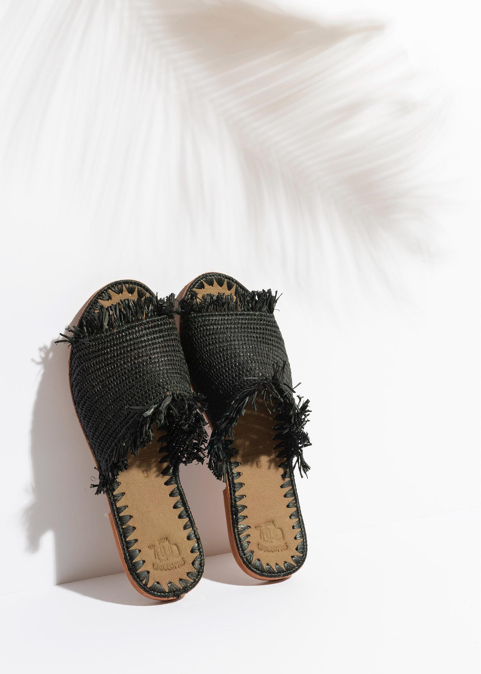 Handmade Raffia Sandals, Woven Flat Sandals, Open-Toe Ankle Strap Sandals, Natural Raffia Loafers