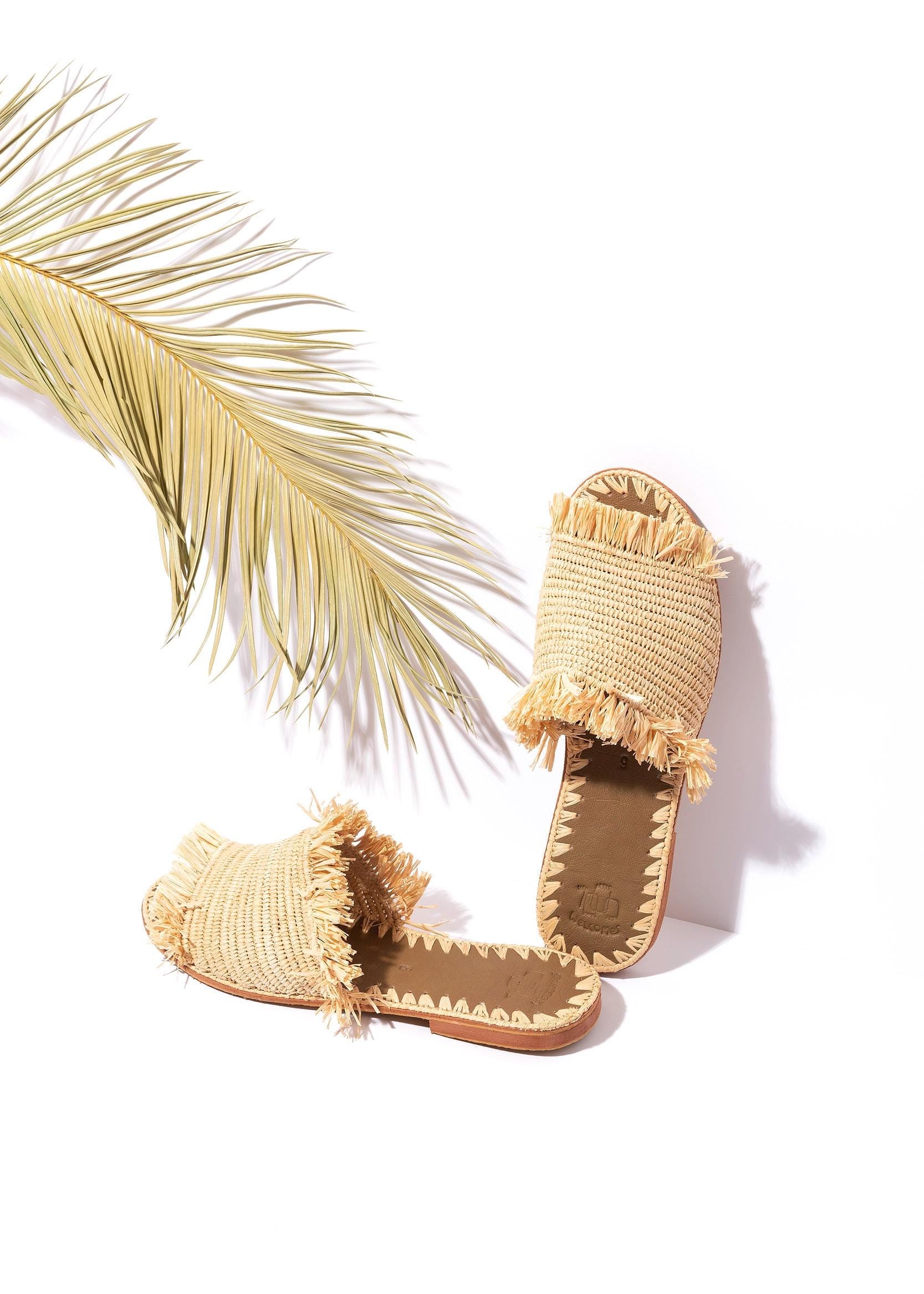 Handmade Raffia Sandals, Woven Flat Sandals, Open-Toe Ankle Strap Sandals, Natural Raffia Loafers