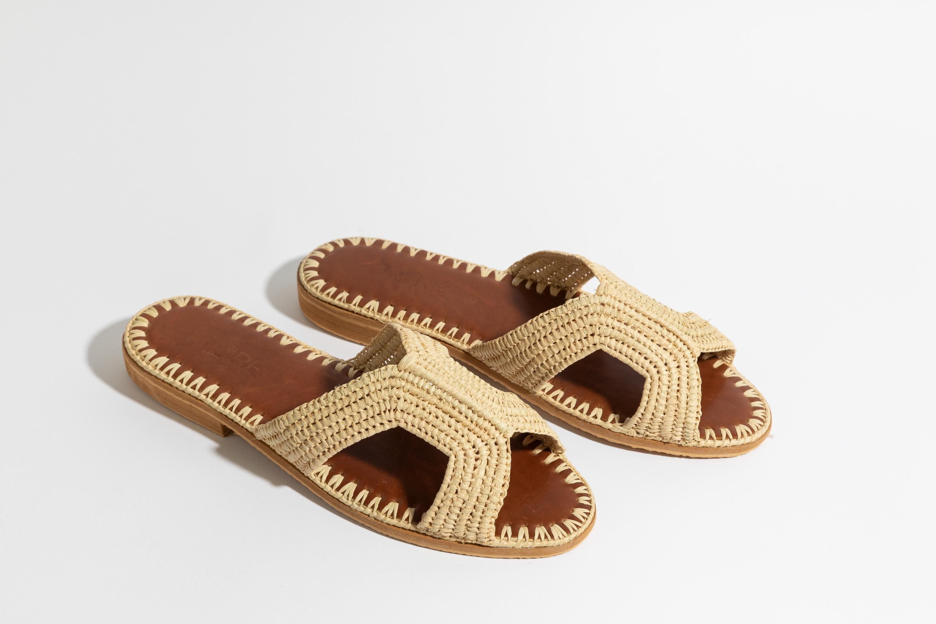 Handmade Raffia Sandals, Woven Open-Toe Summer Slippers, Boho Beach Flats, Natural Straw Shoes, Artisan Ballet Flats