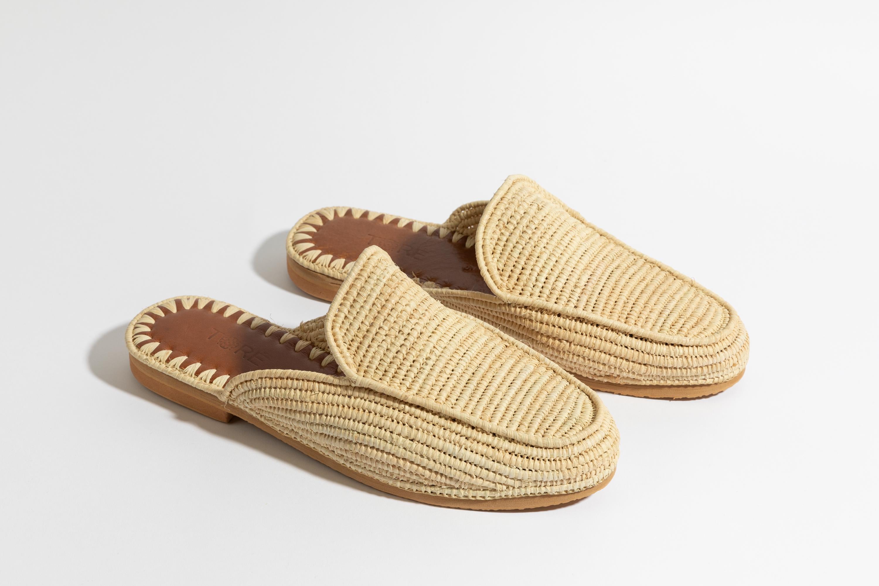 Men's Woven Raffia Sandals, Handmade Raffia Loafers, Summer Beach Slip-On Shoes, Casual Boho Mules, Breathable Clogs, Gift for Him