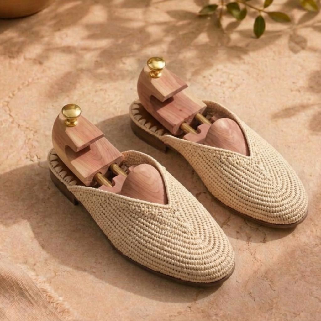 Handmade Raffia Mules – Woven Leather Insole Summer Slides, Resort Flat Sandals