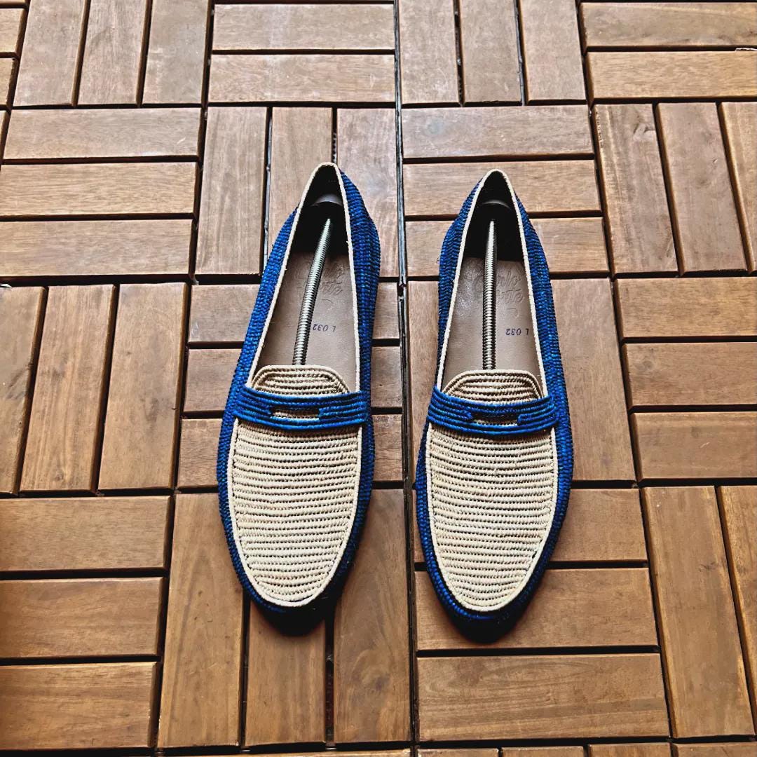 Men's Handmade Raffia Slip-On Shoes - Lightweight Loafers for Summer | Natural Fiber Eco-Friendly Men's Footwear