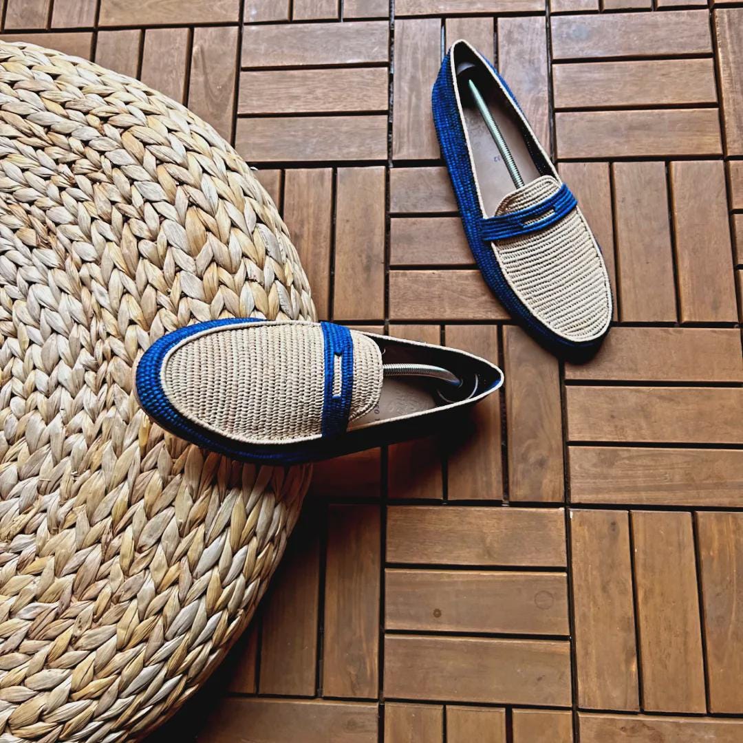 Men's Handmade Raffia Slip-On Shoes - Lightweight Loafers for Summer | Natural Fiber Eco-Friendly Men's Footwear
