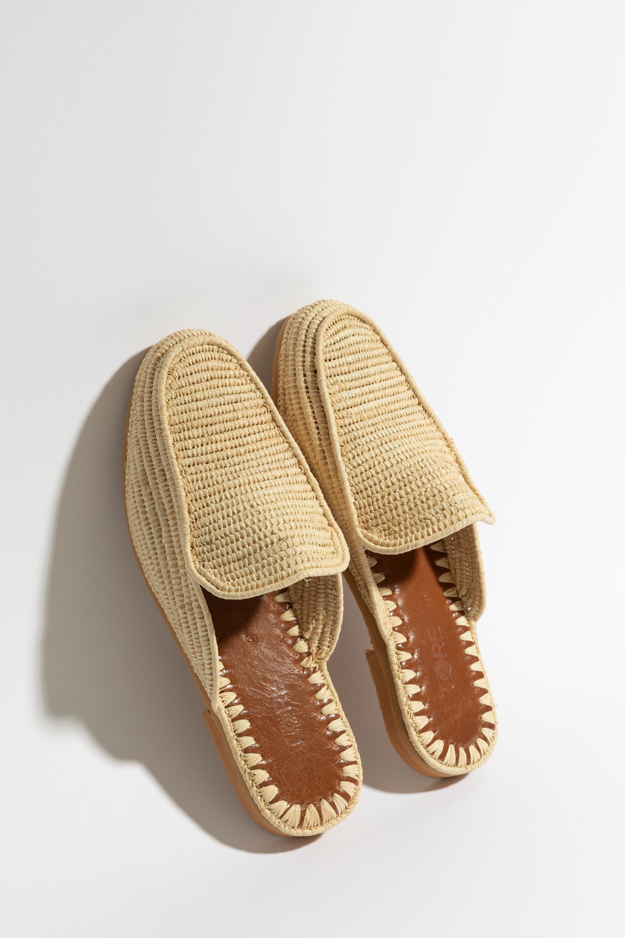 Men's Woven Raffia Sandals, Handmade Raffia Loafers, Summer Beach Slip-On Shoes, Casual Boho Mules, Breathable Clogs, Gift for Him