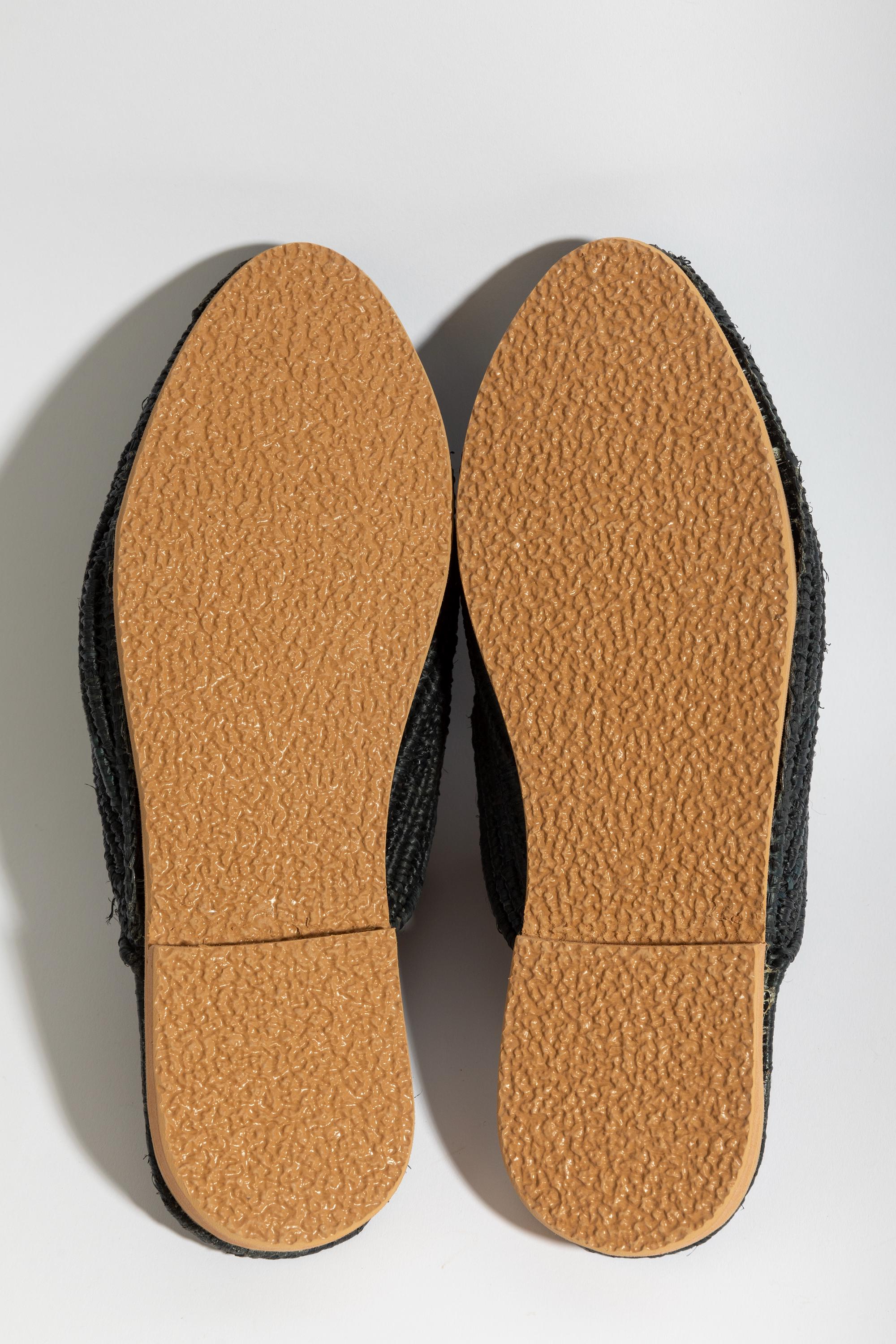 Men's Handmade Raffia Sandals, Black Woven Straw Mules, Luxury Resort Loafers, Natural Raffia Slip-On Shoes, Gift for Him