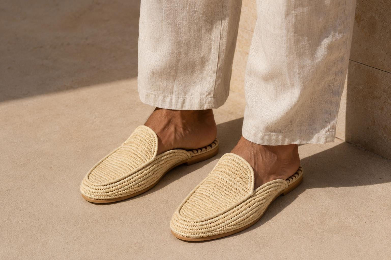 Men's Woven Raffia Sandals, Handmade Raffia Loafers, Summer Beach Slip-On Shoes, Casual Boho Mules, Breathable Clogs, Gift for Him