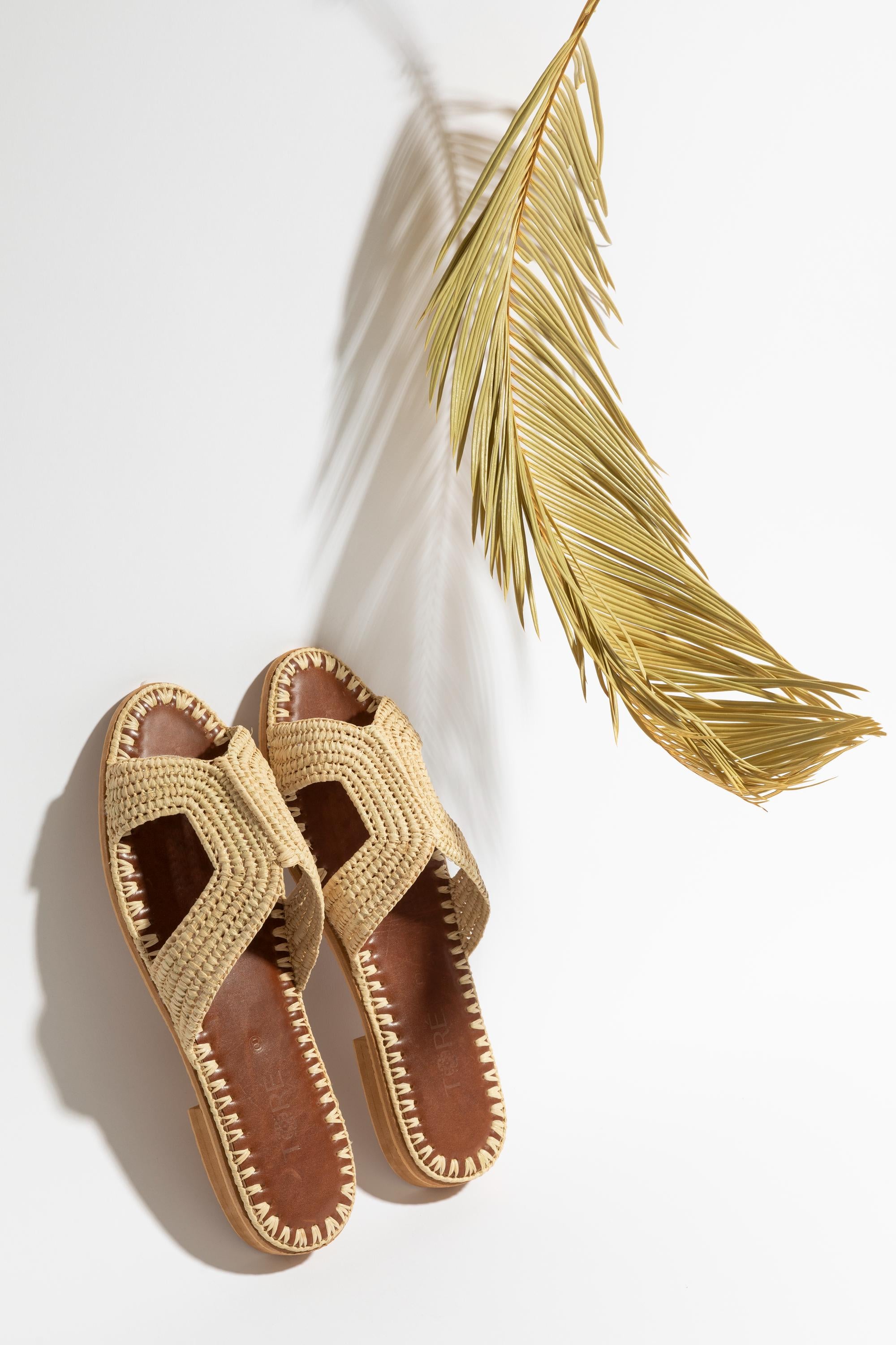 Handmade Raffia Sandals, Woven Open-Toe Summer Slippers, Boho Beach Flats, Natural Straw Shoes, Artisan Ballet Flats