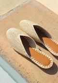 Handmade Raffia Mules – Woven Leather Insole Summer Slides, Resort Flat Sandals