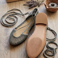 Handwoven Straw Ballet Flats, Boho Lace-Up Summer Shoes, Natural Fiber Espadrilles