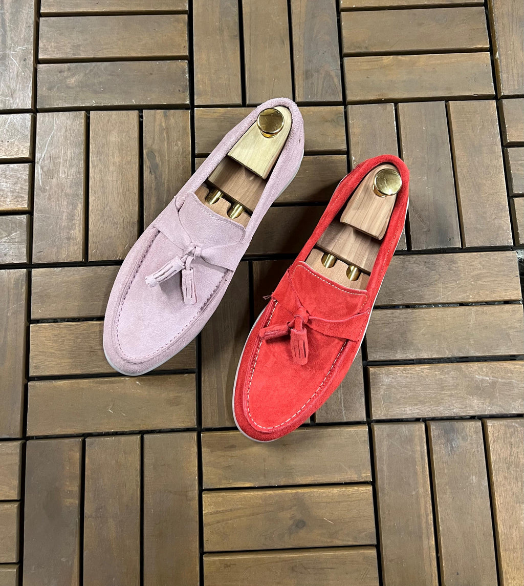 Suede Tassel Loafers – Handcrafted Leather Slip-Ons, Unisex Moccasins