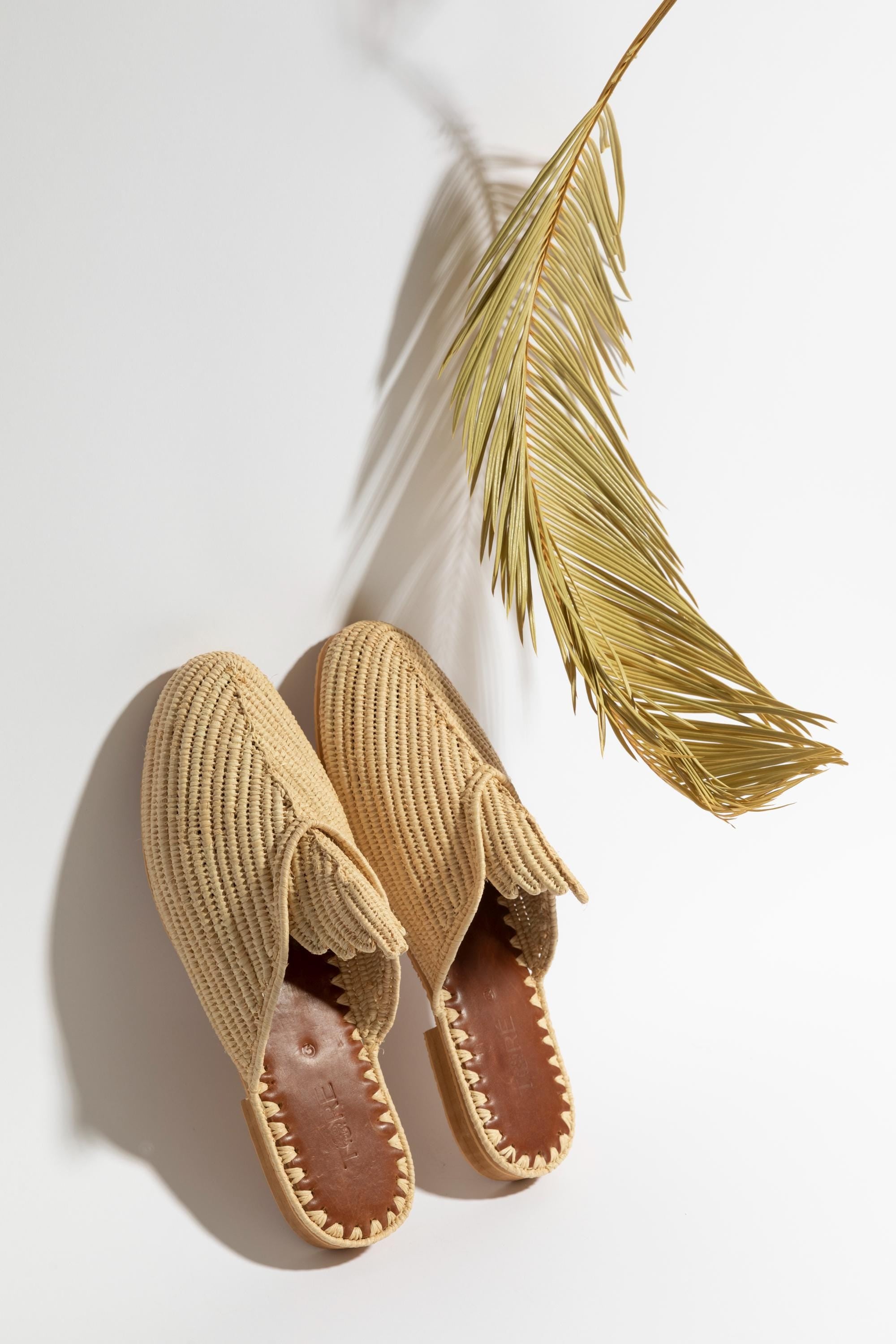 Men's Raffia Mules, Handmade Woven Slip-On Shoes, Luxury Resort Slippers, Gift for Him