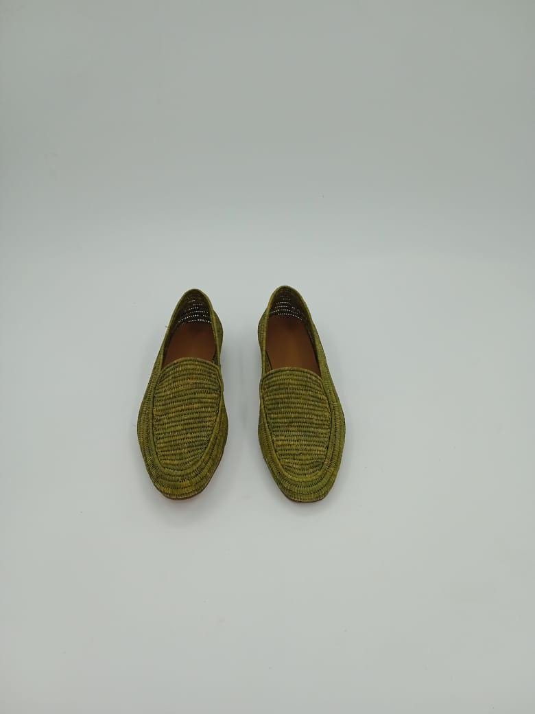 Men's Handmade Raffia Shoes, Natural Woven Slippers, Comfortable Slip-On Summer Loafers